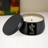 Lavender Scented Candle in Black Tin – Elegant & Calming Aroma
